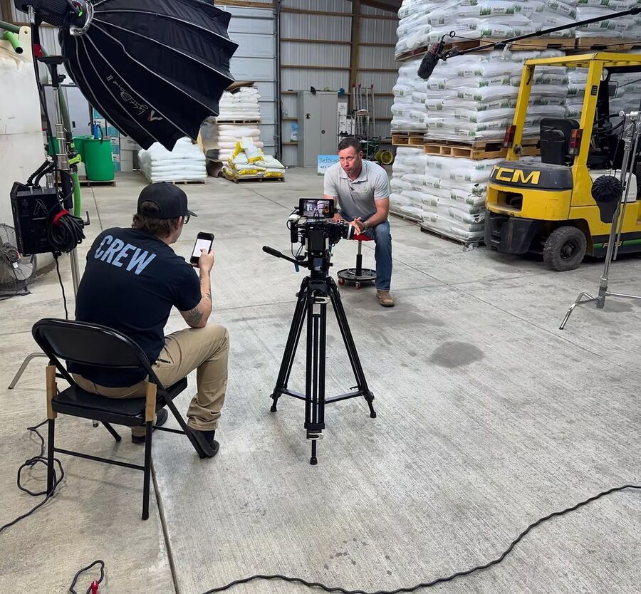 Blue Room Media video production crew filming a hero video interview on location in Chattanooga, TN
